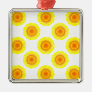 Custom Sunflower Pattern Metal Ornament