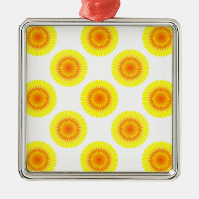 Custom Sunflower Pattern Metal Ornament (Front)