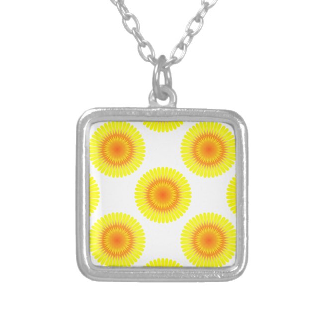 Custom Sunflower Pattern Silver Plated Necklace (Front)
