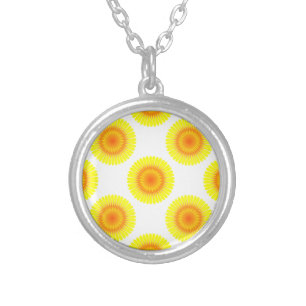 Custom Sunflower Pattern Silver Plated Necklace