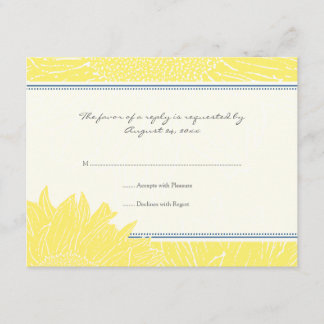 ::custom: Sunflower RSVP Card: Navy & Yellow Card