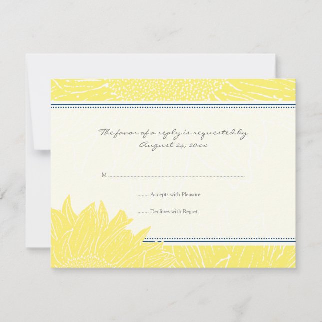 ::custom: Sunflower RSVP Card: Navy & Yellow Card (Front)