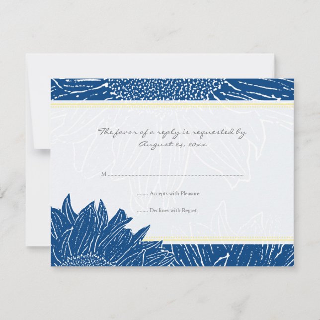 ::custom: Sunflower RSVP Card: Yellow & Navy (Front)