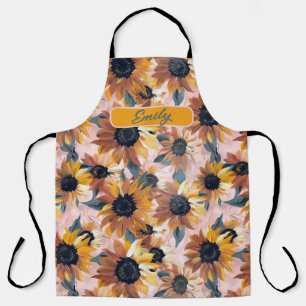 Custom Sunflower Watercolor – Artistic Floral Desi Apron
