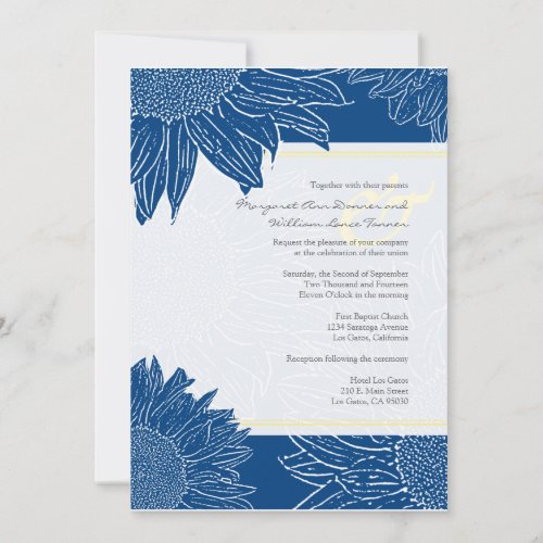 custom::Sunflower Wedding Invite: Yellow 106 Navy