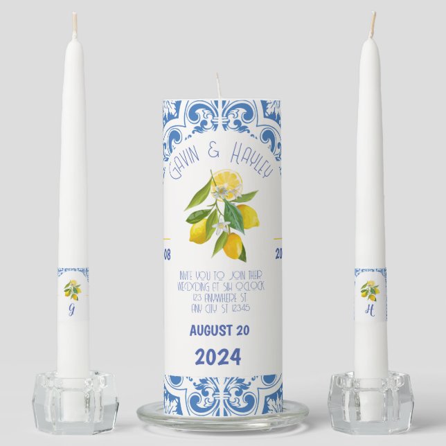 Custom Sunflower Wedding Taper Candle Set (Front)