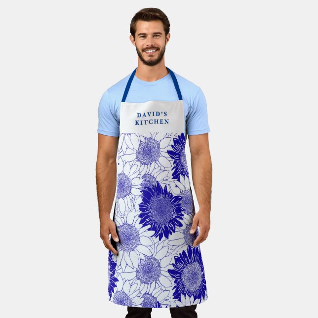 Custom Sunflowers Blue Apron (Worn)