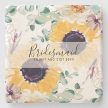 Custom Sunflowers Bridesmaids Gifts Add Name Date