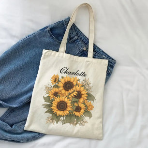 Custom Sunflowers tote bag, Gift for Women or Mom Bag
