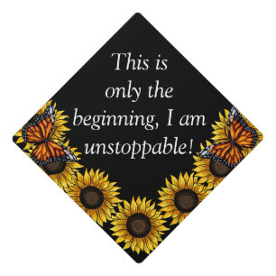 Custom Sunflowers with Butterflies Graduation Cap