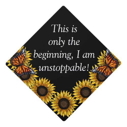 Custom Sunflowers with Butterflies Graduation Cap 