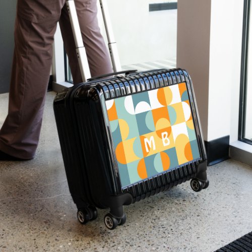 Custom Sunny Orange Teal Blue Retro Art Pattern Luggage