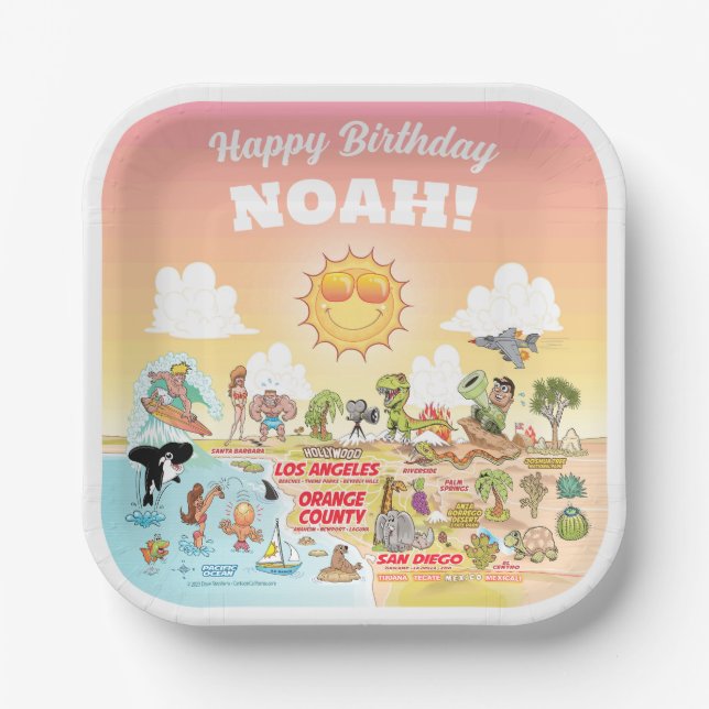 Custom Sunny SoCal Paper Plates (Front)
