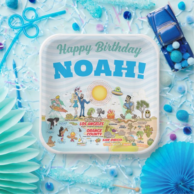 Custom Sunny SoCal Paper Plates (Party)