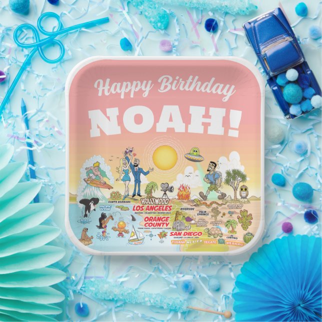 Custom Sunny SoCal Paper Plates (Party)