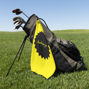 Custom Sunny Yellow Golf Towel with Name and Initi