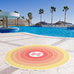 Custom Sunny Yellow Peach Orange Stripes Pattern Beach Towel