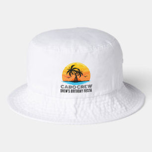  Custom Sunset Beach  Text Birthday Party Bucket Hat