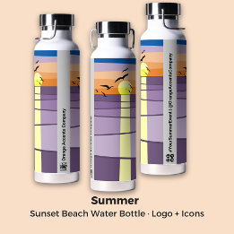 Custom Sunset Design · Event & Social Connect Water Bottle
