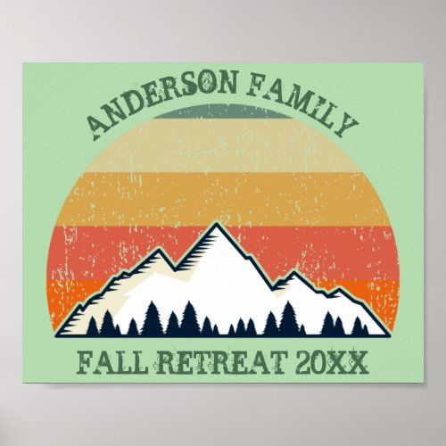 Custom Sunset Fall Retreat Mountain Hiking Trip Poster