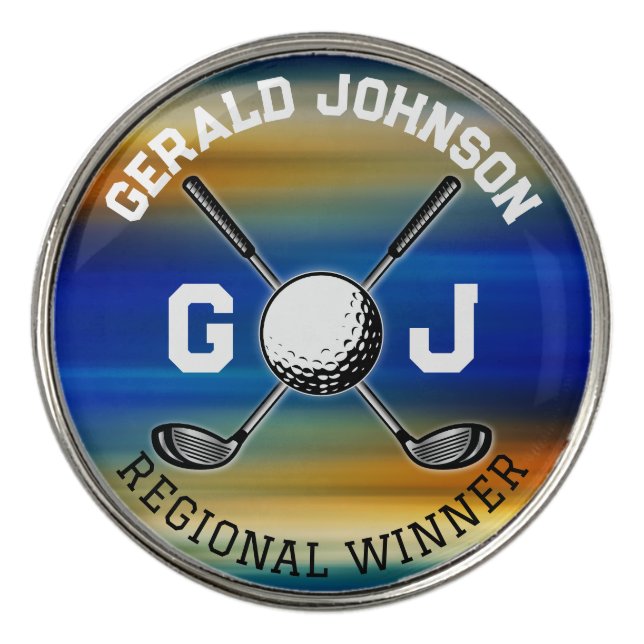 Custom Sunset Golf Monogram Design Golf Ball Marker (Front)