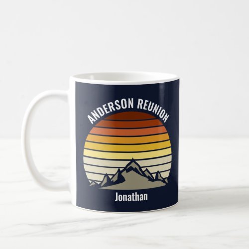 Custom Sunset Mountain Family Reunion Monogram Coffee Mug