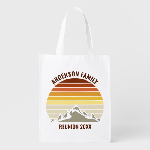 Custom Sunset Mountain Family Reunion Vintage Grocery Bag