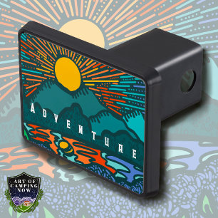 Custom Sunset Mountains and Lake Art Hitch Cover