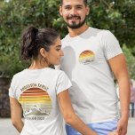 Custom Sunset Mountains Road Trip Pocket & Back T-Shirt<br><div class="desc">This cool orange vintage sunset over rocky mountains in nature makes a great image for a set of customized t-shirts for a family reunion, road trip, or summer vacation. Commemorate your holiday week with matching tees for mom, dad, brother and sister. Just add your own last name and the year...</div>