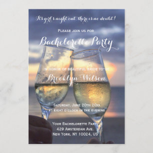 Custom Sunset On Beach Bachelorette Party Invites
