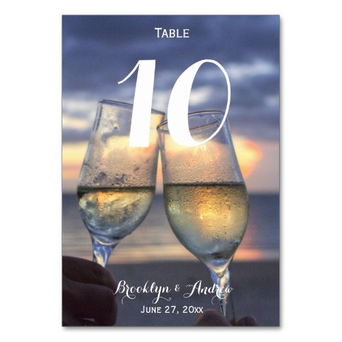 Custom Sunset On The Beach Wedding Table Numbers