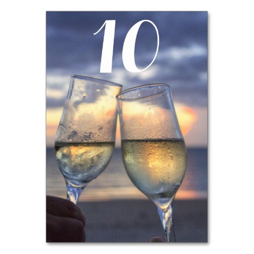 Custom Sunset On The Beach Wedding Table Numbers