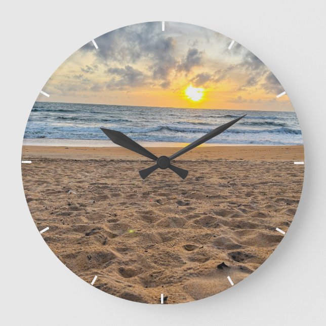 Custom Sunset Photo Personalized Wall Clock (Front)