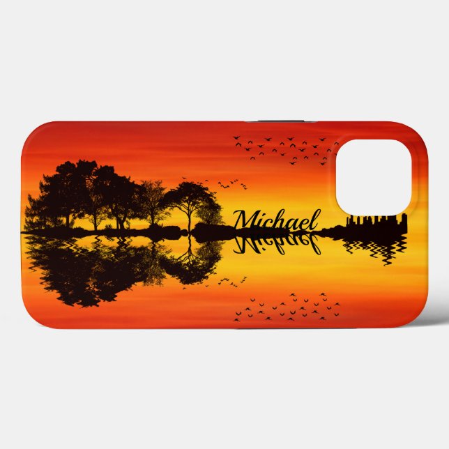 Custom Sunset Reflection Landscape with Name Case-Mate iPhone Case (Back (Horizontal))
