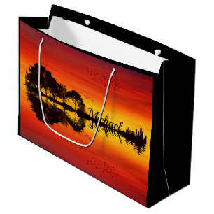 Custom Sunset Reflection Landscape with Name Large Gift Bag