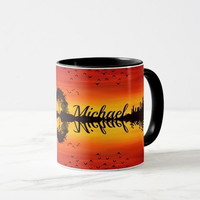 Custom Sunset Reflection Landscape with Name Mug (Front Right)
