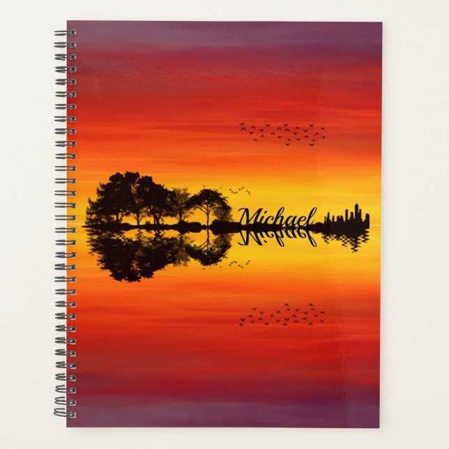 Custom Sunset Reflection Landscape with Name Planner (Front)