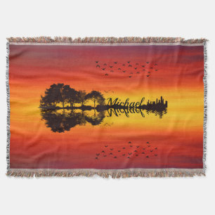 Custom Sunset Reflection Landscape with Name Throw Blanket