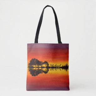 Custom Sunset Reflection Landscape with Name Tote Bag
