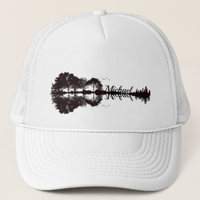 Custom Sunset Reflection Landscape with Name Trucker Hat (Front)