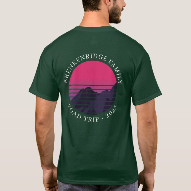 Custom Sunset Retro Family Road Trip T-Shirt (Back)