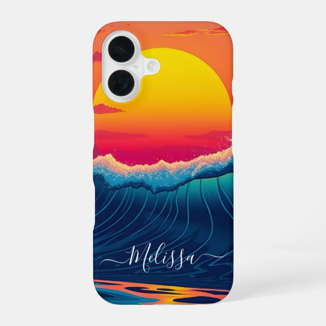  Custom Sunset Wave-Beach- Iphone Case (Back)