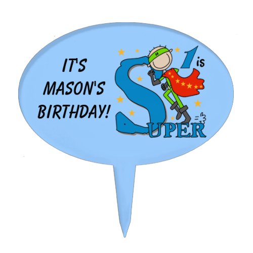 Custom Super Boy 1st Birthday Cake Topper