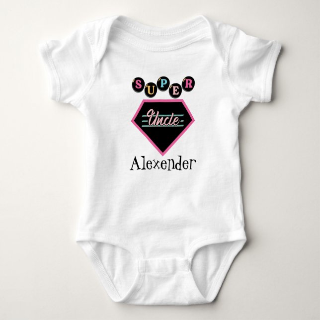 Custom Super Uncle Baby Bodysuit (Front)