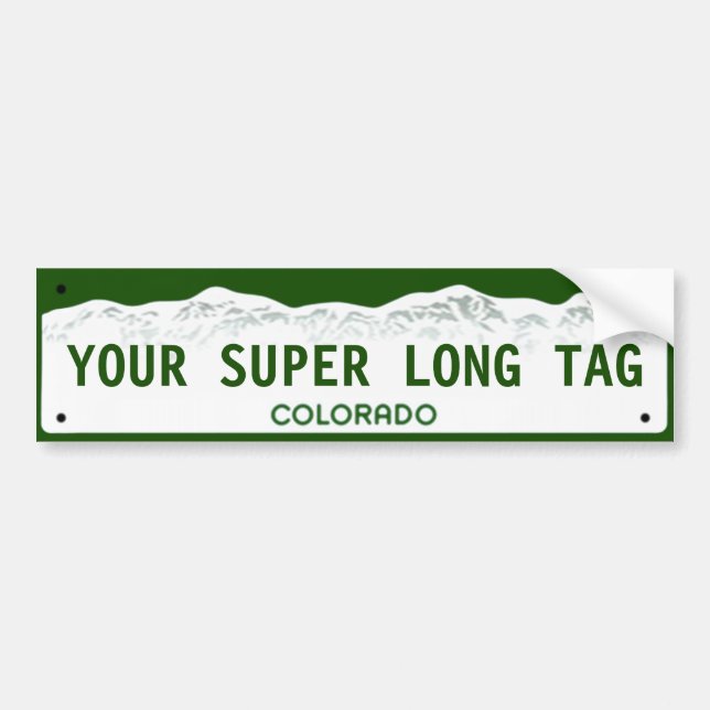 Custom Super-wide Colorado License Plate Bumper Sticker (Front)