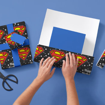 Custom Superman Logo Happy Birthday Wrapping Paper by superman at Zazzle