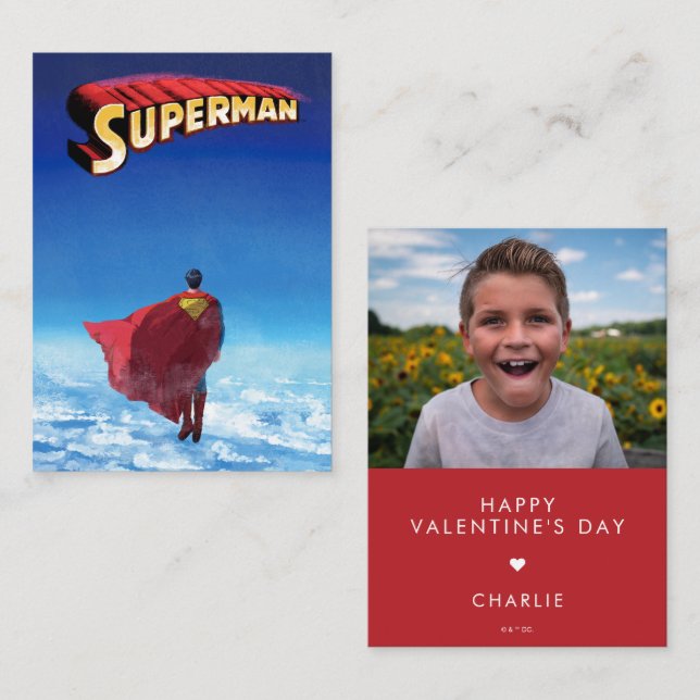 Custom Superman Photo Valentine Note Card (Front/Back)