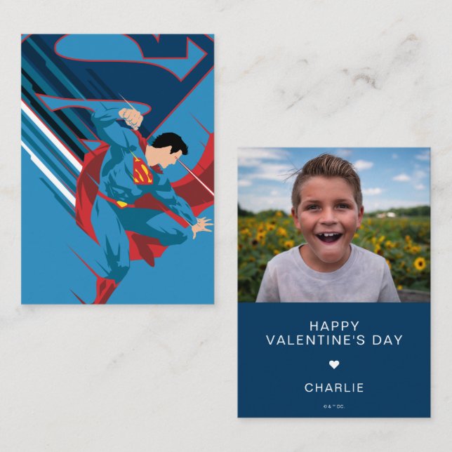 Custom Superman Photo Valentine Note Card (Front/Back)