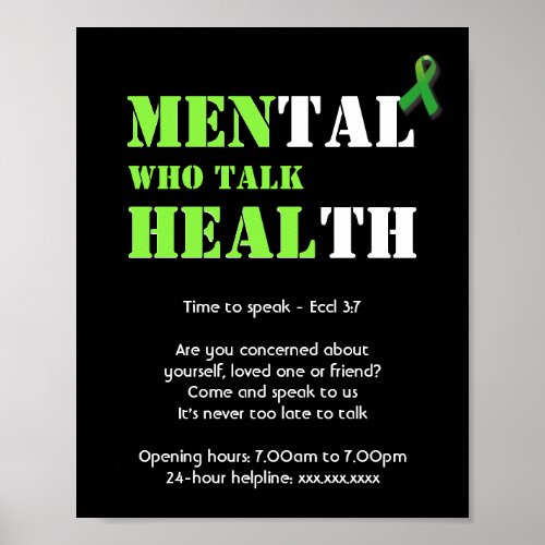 Custom Support MEN WHO TALK HEAL Mental Health Poster
