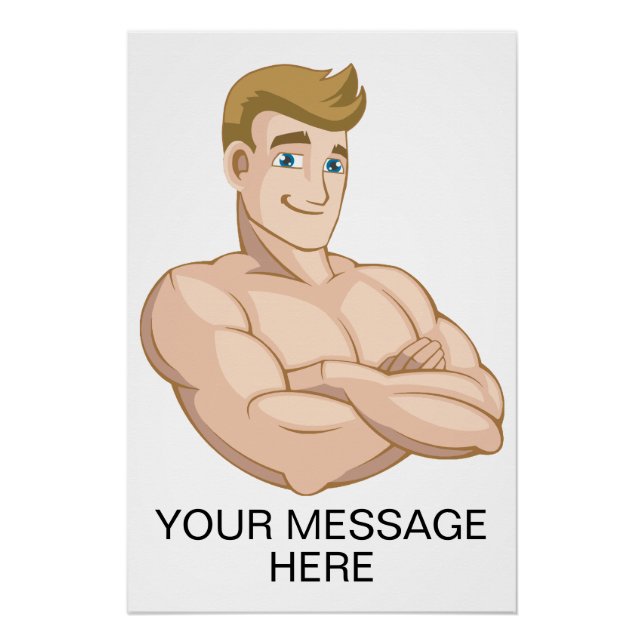 Custom Surfer Dude Beach Boy Shirtless Muscle Man Poster (Front)